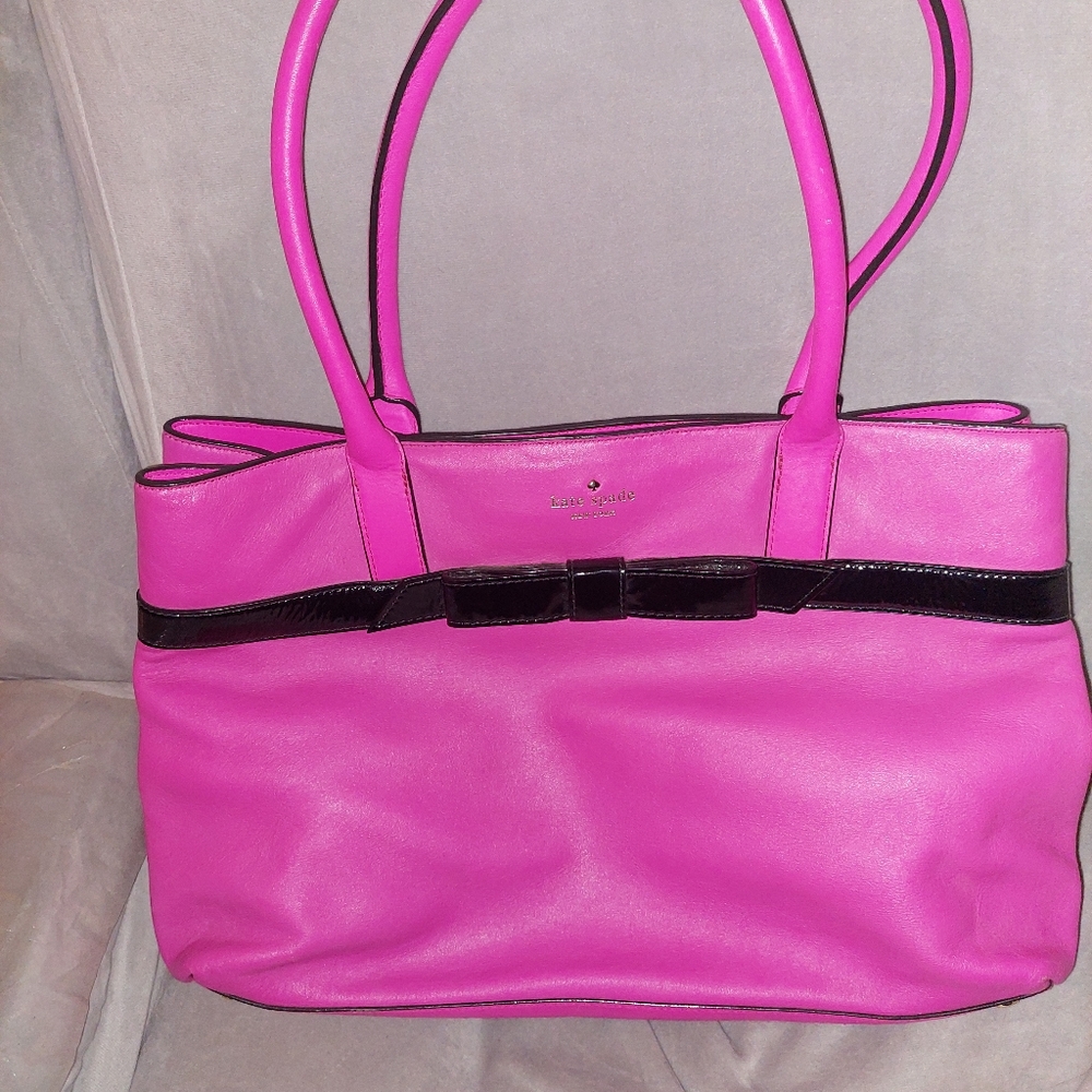 Kate Spade Rosa Mount, Fuchsia, Satchel with Black Bow